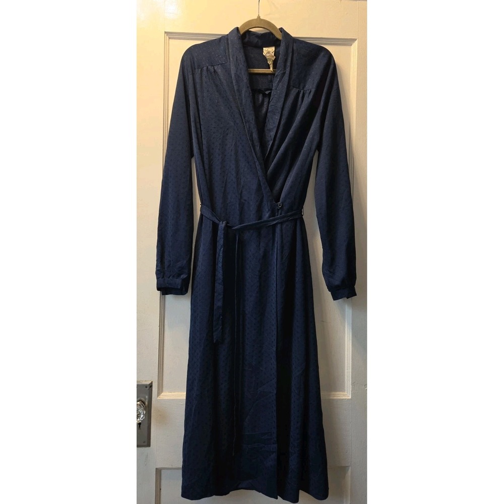 Vintage California's Tall Girls Navy Dot Wrap Dress. Belted Midi. 14